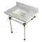 Kingston Brass 30" x 22" Carrara Marble Vanity Top with Clear Acrylic Console Legs, Carrara Marble/Brushed Nickel KVPB3030MASQ8 - alternate 1